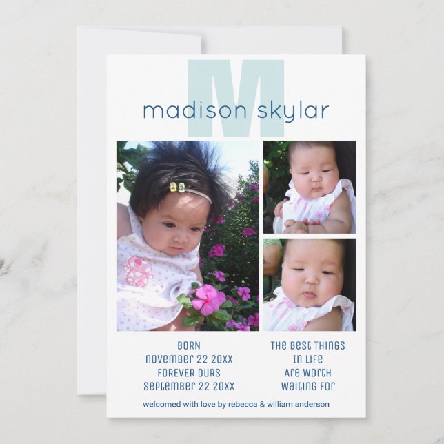 Anúncio Colagem de Fotografias Simples de Adoção 3 em Mono (Frente)