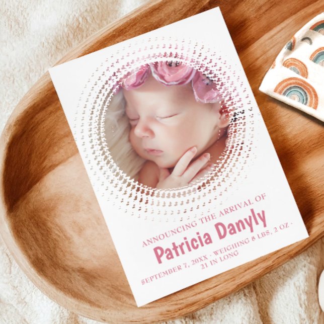 Anúncio Colagem de Fotos da Rapariga de Nascimento Simples (Birth Baby Girl Photo Collage Simple Minimal Cute Announcement)