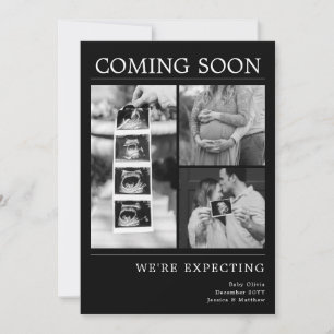 Anúncio Colagem de Fotos de Bebê Preto Moderno Revelação d