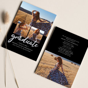 Anúncio Colagem de Fotos de Formando de Script Preto do fo