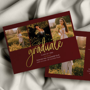 Anúncio Colagem de Fotos de Formatura 2026 Script Bordô
