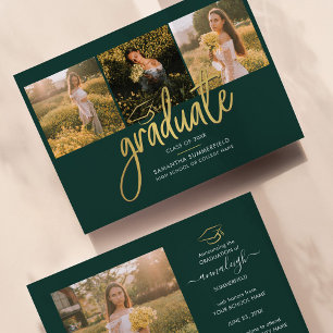Anúncio Colagem de Fotos de Formatura 2026 Script Verde