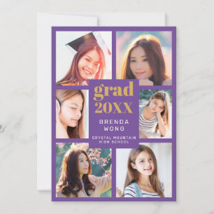 Anúncio Colagem de Fotos de Graduação Dourada Script Bra