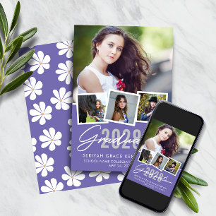 Anúncio Colagem de Fotos de Graduação Floral de Lavanda 