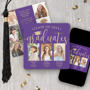 Anúncio Colagem de Fotos de Graduação Tripla Roxo Dourado 