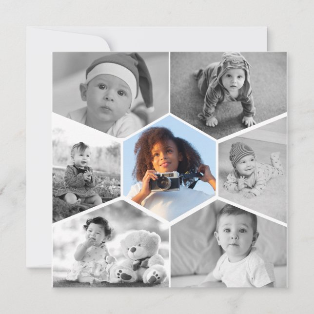 Anúncio Colagem de Fotos de Hexágono Preto e Branco (Frente)