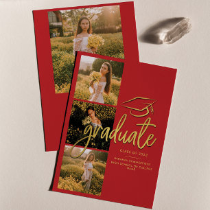 Anúncio Colagem de Fotos do Formando Vermelho Dourado 2025