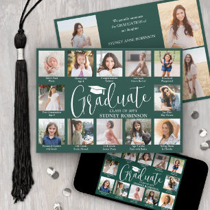 Anúncio Colagem de Fotos e Legendas Verde Escuro Graduação
