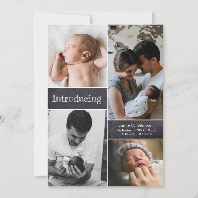 Anúncio Colagem de Fotos para Bebês Chalkboard Apresentand (Frente)