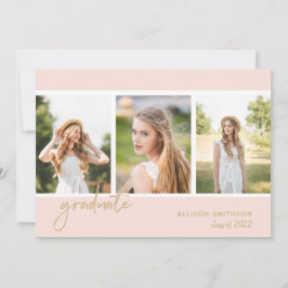 Anúncio Colagem de Fotos Trendy Blush Graduação Dourada Ro