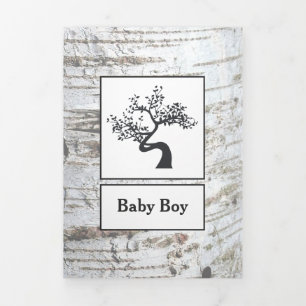 Anúncio Com Dobra Tripla Árvore de Birch, 3 Foto Colagem Nascimento Bebê
