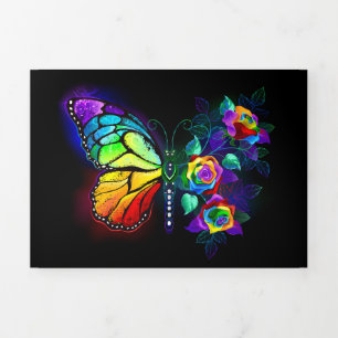 Anúncio Com Dobra Tripla Borboleta-flor-arco-íris