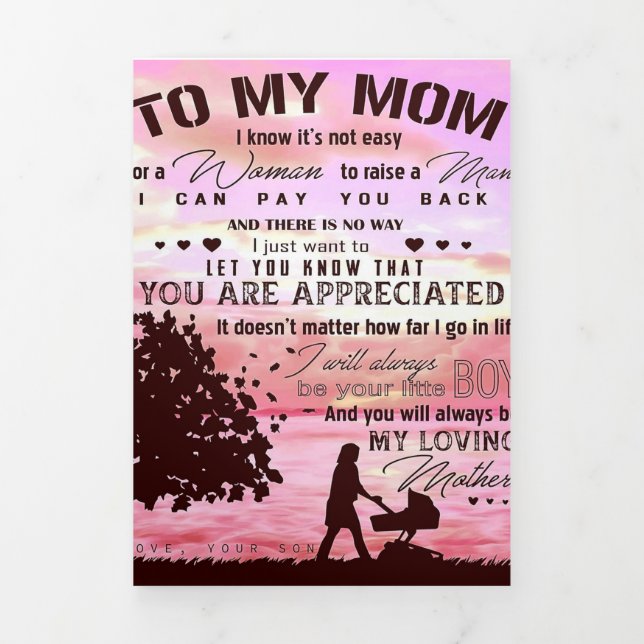 Anúncio Com Dobra Tripla Carta à minha mãe | Carta à Família (Cobrir)