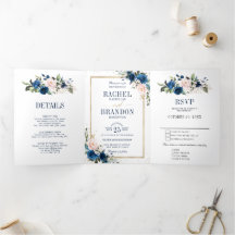 Casamento Geométrico Boho Rosa Azul Marinho