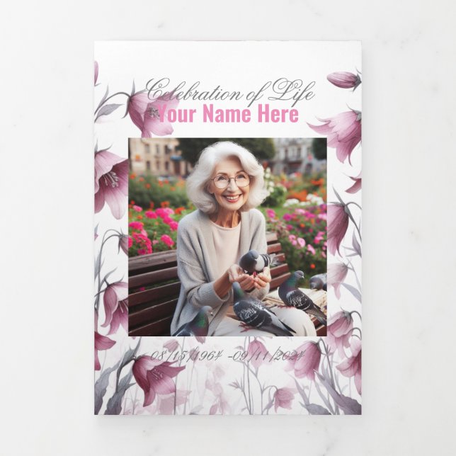 Anúncio Com Dobra Tripla Celebração do Serviço de Memória Funeral da Vida (Cobrir)