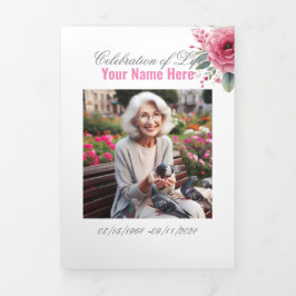 Anúncio Com Dobra Tripla Celebração do Serviço de Memória Funeral da Vida