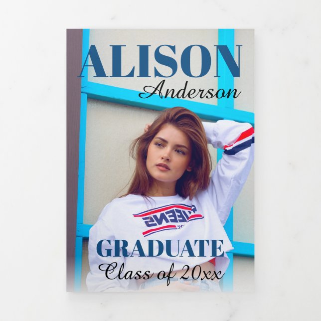 Anúncio Com Dobra Tripla Clássico azul Classe de graduação de 2025 (Cobrir)