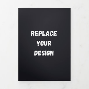 Anúncio Com Dobra Tripla Design simples preto personalizado Adicionar foto