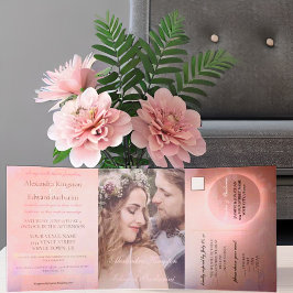 Anúncio Com Dobra Tripla Elegante Caligrafia Rosa Personalizada com Foto Ca