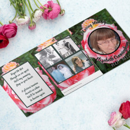 Anúncio Com Dobra Tripla Foto oral Floral de Rosas Amarelas Rosa Variegadas