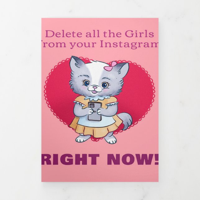 Anúncio Com Dobra Tripla Gato Kitty Valentão Engraçado (Cobrir)