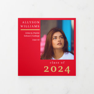 Anúncio Com Dobra Tripla Graduação de Foto Red Elegant Classy 8