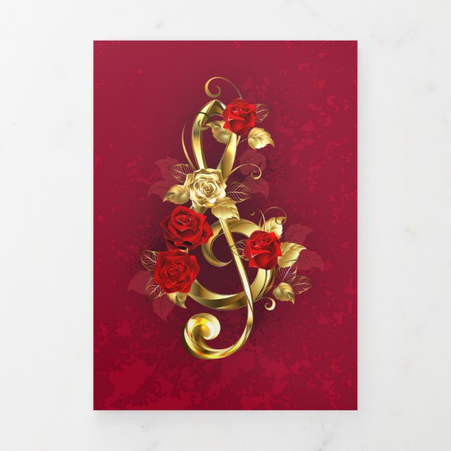 Anúncio Com Dobra Tripla Limpeza de ouro com Flores Rosa (Cobrir)