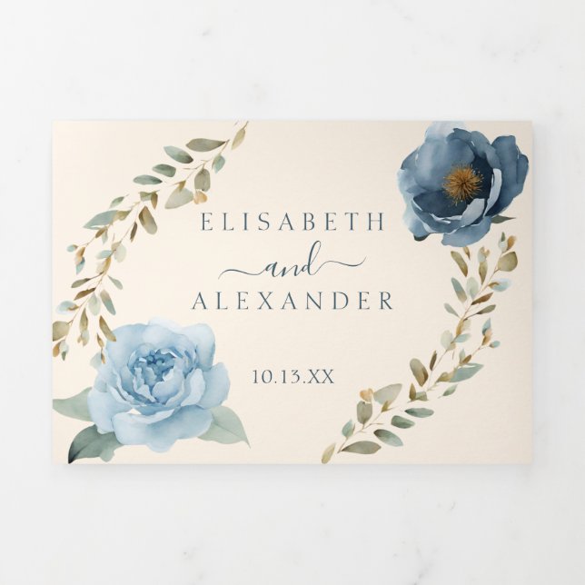 Anúncio Com Dobra Tripla Marinho Azul Pumpkin Cai no Casamento de Amor (Cobrir)