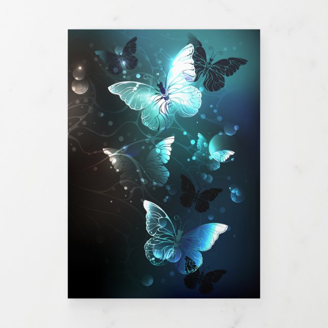 Anúncio Com Dobra Tripla Mint Night Butterflies (Cobrir)