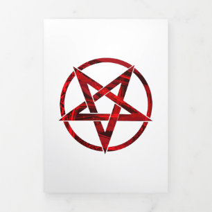 Anúncio Com Dobra Tripla Pentagrama do diabo vermelho