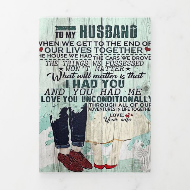 Anúncio Com Dobra Tripla Presente da Esposa para o Meu Marido | Carta para  (Cobrir)