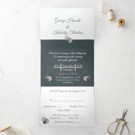 Anúncio Com Dobra Tripla Salvar a data (convite e placa RSVP/ 2 em 1)