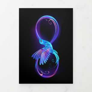 Anúncio Com Dobra Tripla Símbolo Neon Infinity com Hummingbird brilhante
