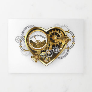Anúncio Com Dobra Tripla Steampunk Heart with a Manometer