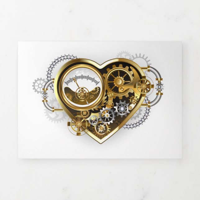 Anúncio Com Dobra Tripla Steampunk Heart with a Manometer (Cobrir)