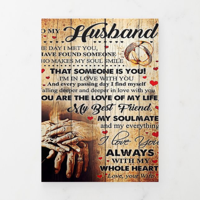 Anúncio Com Dobra Tripla To My Husband Design | Love Letter Gift To Him (Cobrir)
