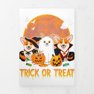 Anúncio Com Dobra Tripla Truque ou Tratar o Presente de Halloween de Corgi