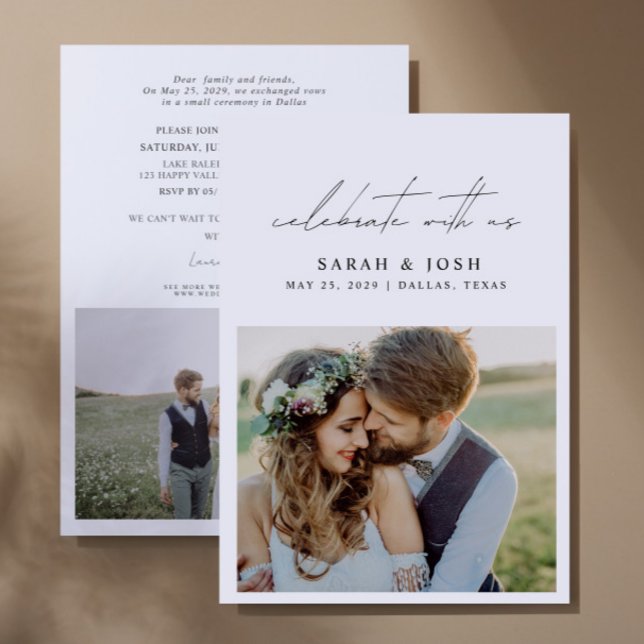 Anúncio Comemore Com A Recepção de casamento Fotográfica D (Personalize this wedding reception invite with your photos & personal deets - simple, easy, done!
)