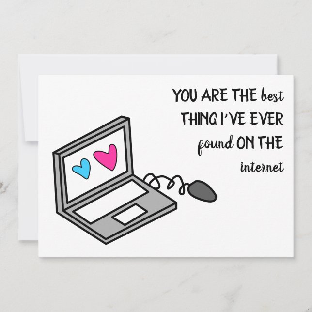 Anúncio Computador Engraçado com Corações de Namorados (Frente)