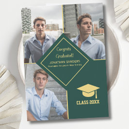 Anúncio Congrats Graduated Collage 3 Photos for Him Green