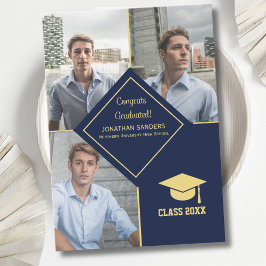 Anúncio Congrats Graduated Collage 3 Photos for Him Navy
