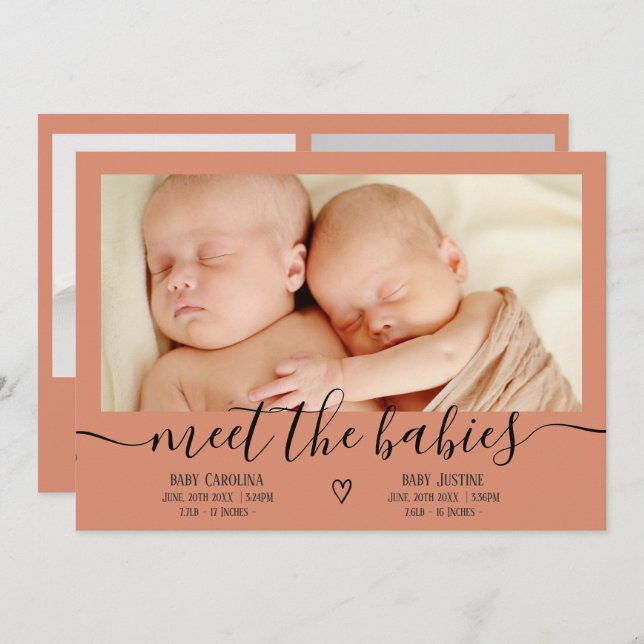 Anúncio Conheça o roteiro de bebês Boho 3 foto gêmeos bebê (Frente/Verso)