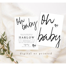 Anúncio Convidado para Chás de fraldas Neutro Moderno Oh B