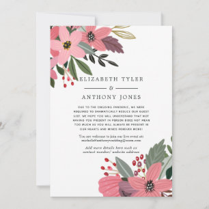 Anúncio Convidados de Casamento com Flores Rosa, Dourado e