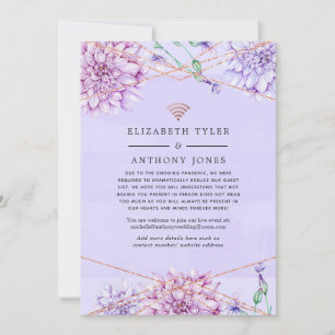 Anúncio Convidados de casamento floral em Lavanda e Dourad
