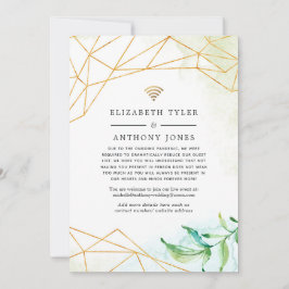 Anúncio Convidados de Casamento Geométricos em Aquarela Mo