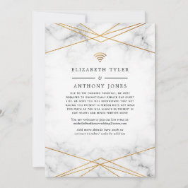 Anúncio Convidados de Casamento Mármore Geométrico Reduzid