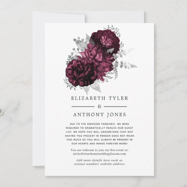 Anúncio Convidados de Casamento Reduzidos com Flores em Bo (Frente)