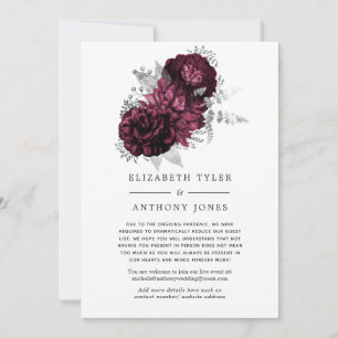 Anúncio Convidados para Casamento Burgundy e Silver Floral