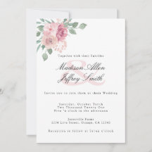 Convocação de Casamento Floral Dusty Rosa Blush